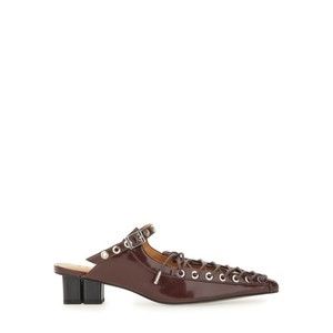 Ganni Burgundy Lace-Up Mules - NWT